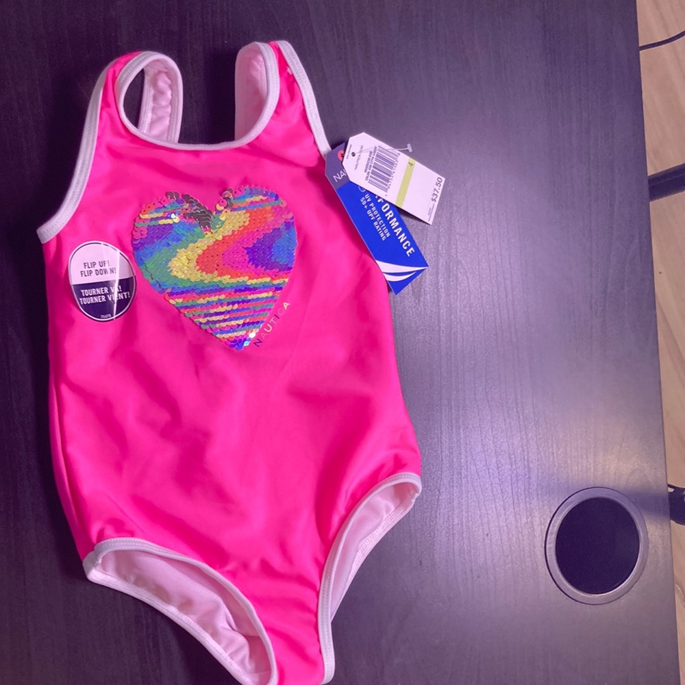 Girls Size 4 New Nautica Heart Bathing Suit